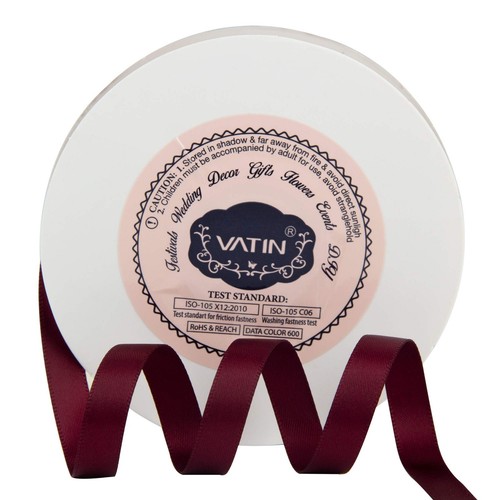 Double Face Wine Satin Ribbon 3/8" Continuous 50 Yards,Red Polyester Fabric R...