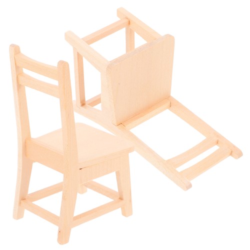 Mini sedia in legno set 2 pezzi per casa delle bambole fai da te accessori pittura - Foto 4 di 12