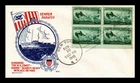 DR JIM STAMPS US COVER WWII COAST GUARD FDC BLOCK OF 4 SMARTCRAFT THERMOGRAPHED