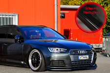 Frontspoiler Cuplippe Splitter mit Wing aus ABS für Audi A4 B9 in Schwarz Glanz