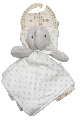 Blankets and Beyond Nunu Gray Elephant White Security Blanket Gray Star