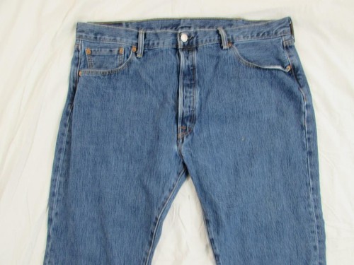 Levi 501 Button Fly Straight Leg Faded Denim Jeans Tag 40x29 Measure 40x30