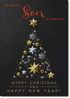 Doodlecards Son Christmas Card Black Abstract Christmas Tree