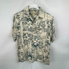 Paradise Cove Hawaiian Shirt Mens M Silk Beig...
