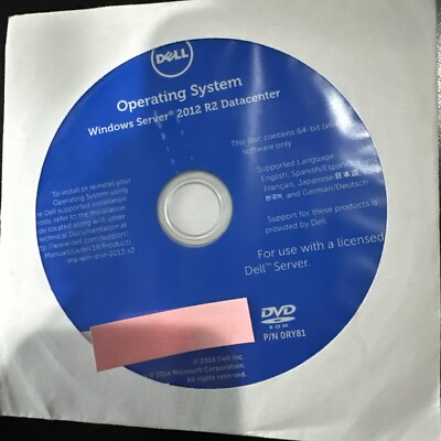 Dell Microsoft Windows Server 2012 R2 Datacenter Install DVD 0D1FCH (no key)