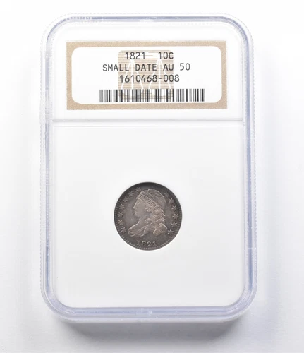 AU50 1821 Small Date Capped Bust Dime NGC *5675