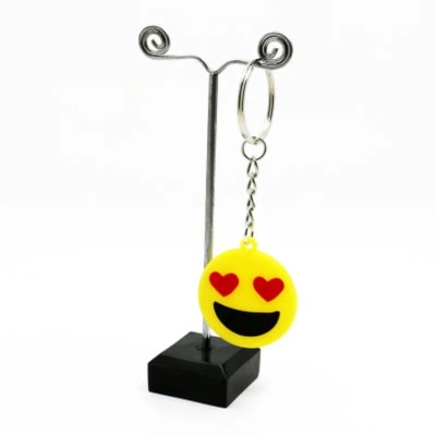 1x Yellow Smiley Heart Eyes Face Emoji Expression Keychain