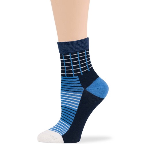 Calcetín de algodón para mujer diabético cuarto 4 pares mediano 9-11 índigo azul marino blanco - Imagen 6 de 13