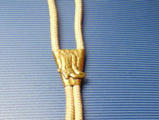 Vintage Western Rockabilly Rodeo Cowboy Boots Bolo Tie Gold Metal EUC