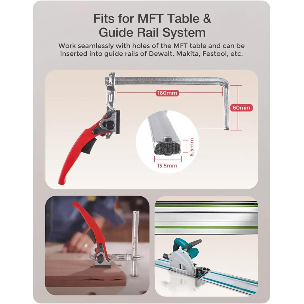 Alloy Steel Quick Ratchet Track Saw Guide Rail Woodworking Clamp for