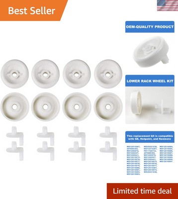 Complete 8 Roller & Studs Set for GE & Kenmore Dishwashers - Easy Installation