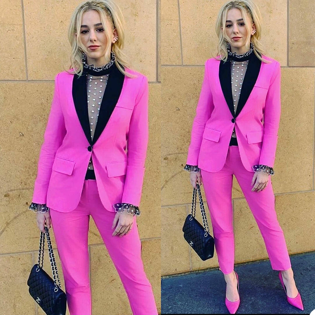 Hot Pink Red Carpet Women Pants Suits For Wedding Mother of the Bride Suit  Lady