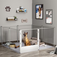 S-XL Durable Clear Dog Playpen Fence Kennel Whelping Box Fertility Cage Barrier