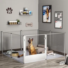 S-XL Durable Clear Dog Playpen Fence Kennel Whelping Box Fertility Cage Barrier