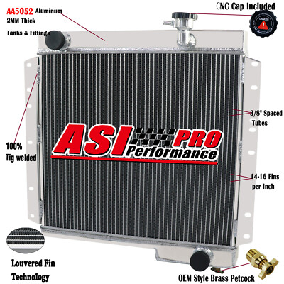 4Row Aluminum Radiator Fits 60-84 Toyota Land Cruiser FJ40 FJ45 3.9L 4.2 L6 MT