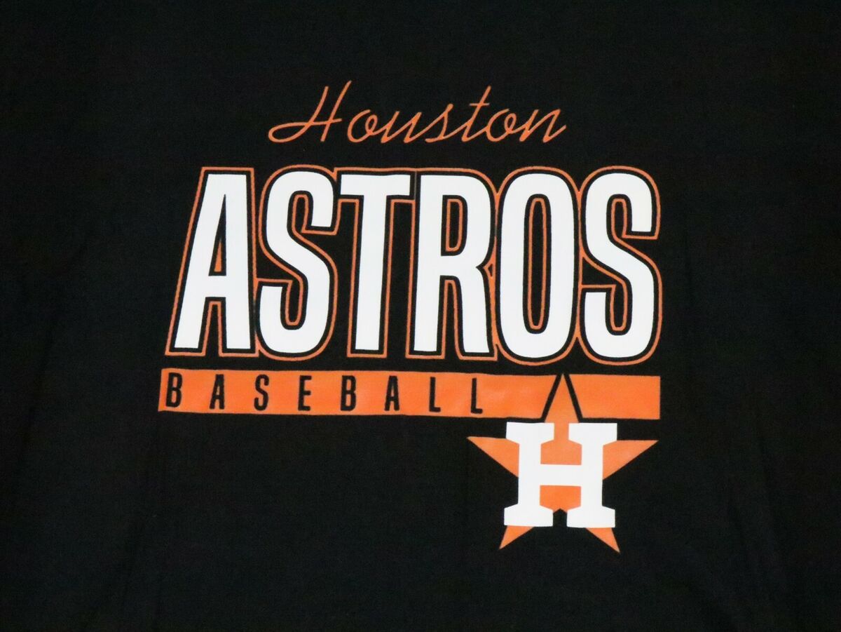Houston Astros Shirt Men Size Large Black Cotton MLB T-Shirt