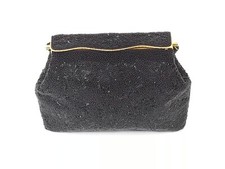 Vintage Black Beaded Purse Made In Hong Kong Hand Bag
