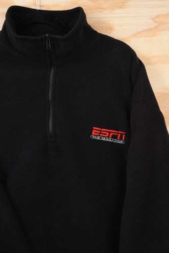Vintage ESPN The Magazine 1/4 Zip Black Polar Fleece Mens Jacket Size XL - Picture 3 of 9