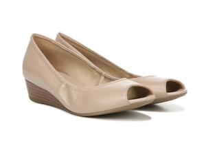 beige wedge pumps