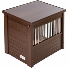 Wooden Dog Crate Table Decorative Pet Cage End Table Medium Brown Furniture New