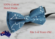 Boy Kids Baby Stars Constellation Map Cotton Blue Bow Tie Bowtie 1-6 Years Old