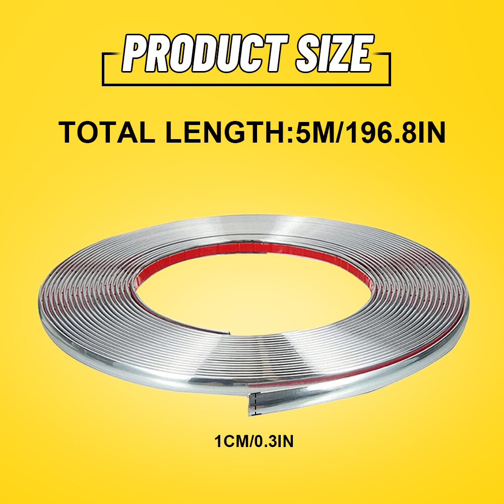 10MM x 5M Chrome Trim Molding Strip Car Door Window Bumper Side Trime Protector