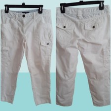 Tommy Hilfiger Cargo Pants Crop Ankle Sz 6/8 White Straight 31 WAIST 24 INSEAM