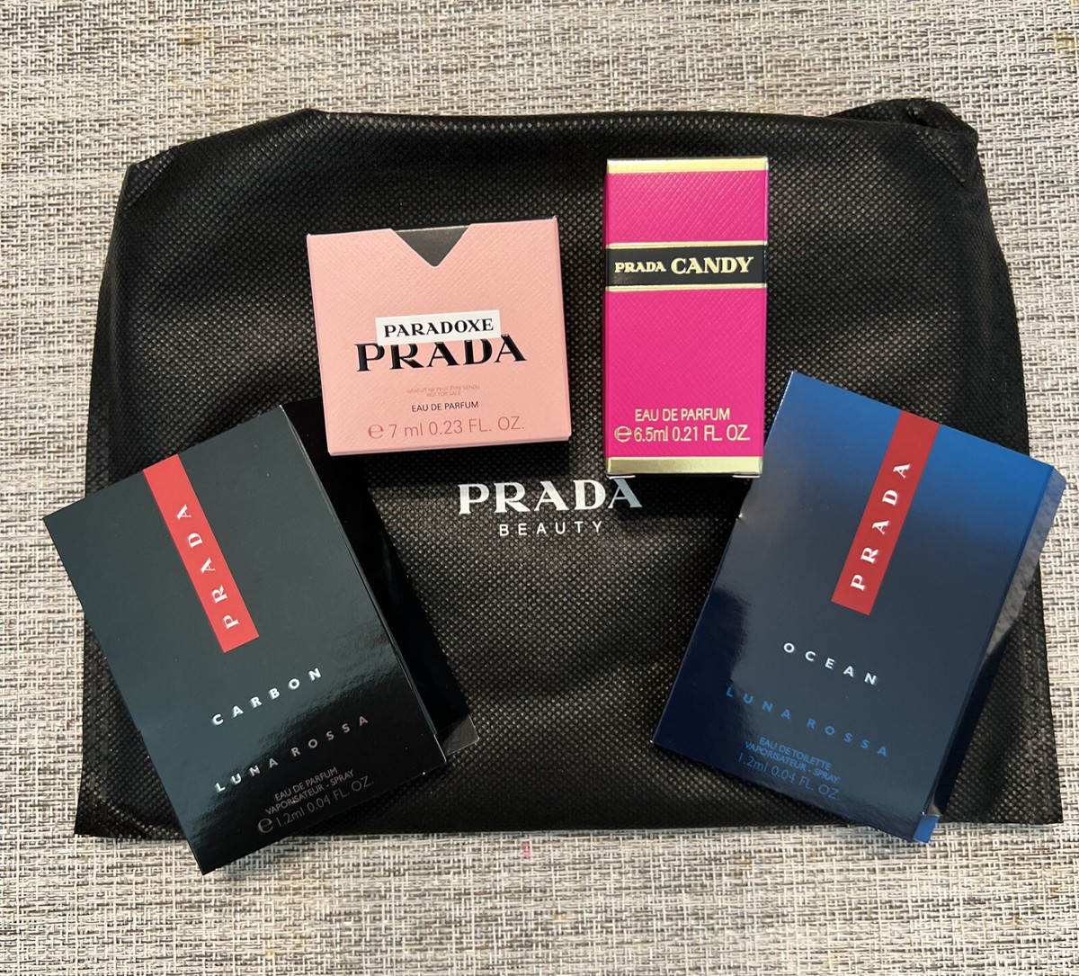 PRADA 香水セット ギフトボックス Prada Travel Size Perfumes Paradoxe 7 Ml Candy 6.50 mL Carbon