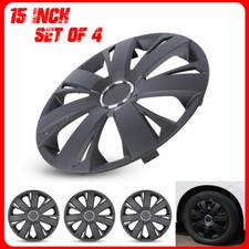 15 Set Of 4 Black Wheel Covers Snap On Full Hub Caps Fit R15 Tire Steel Rim