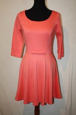 LC Lauren Conrad Dress Sz 6 Coral Stretch Fit Flare Career Work 3/4 Sleeve 