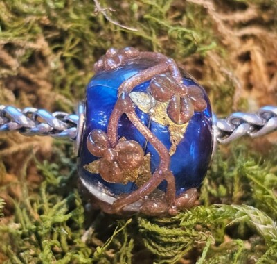 Elfbeads Gold FlakesWorld Flowertwig Blumen Beads Fit Trollbeads Pandora 