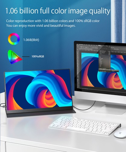 16" 2560x1600 Portable Monitor USB-C Monitor Laptop Monitor 500nits 16:10 Screen - Picture 2 of 12