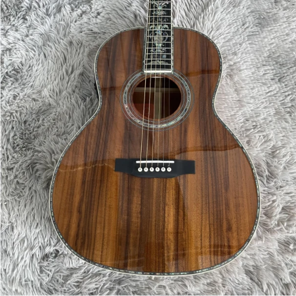 Handmade 00045 Acoustic Electric Guitar Full Koa Ebony Fretboard with EQ  - Image 2 of 4