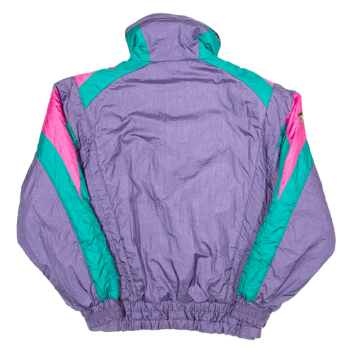 Vintage DESCENTE Womens Ski Jacket Purple 90s Hooded Colourblock M - Picture 3 of 6