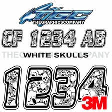 WHITE SKULLS Boat Registration Number Decals ...