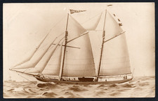 Postcard  Sailing Yacht ship name Ceziena on flag RP