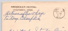 1924 Meridian Hotel Columbus Nebraska Advertising Cover