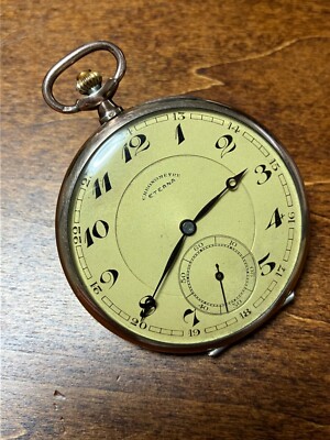 Junk Chronometre Eterna Vintage Pocket Watch Mechanical Manual Solid Silver 800