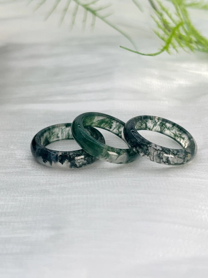 dendritic moss agate stone band ring taurs  birthatone ring good for gift - Image 4 of 4