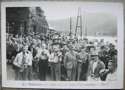 Erinnerungsfoto-AK Assmannshausen / Rhein -Teilnehmer einer KdF-Fahrt 30er Jahre