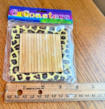 Lot de 6 sous-verres carrés 4' imprimé léopard /imprimé animal - NEUFS !