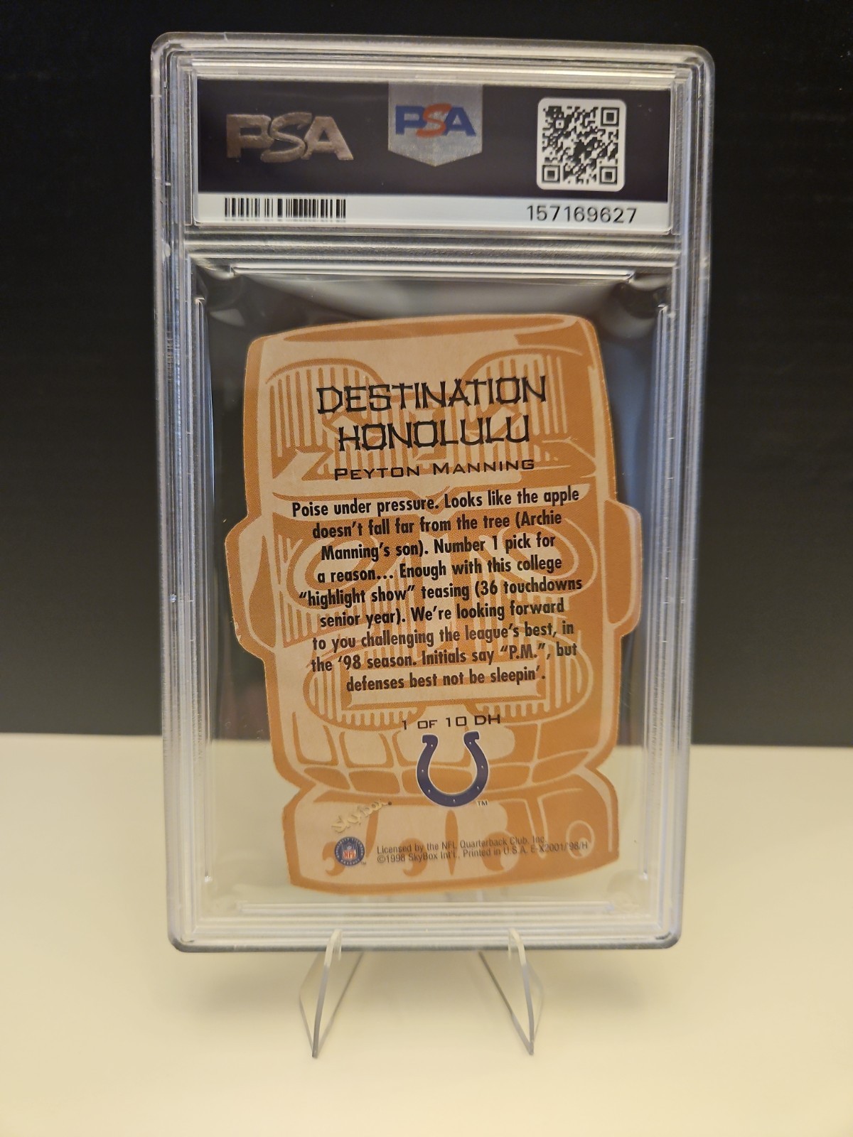 1998 Skybox EX 2001 - Destination Honolulu Peyton Manning #1 DH (RC) PSA 3 view 12