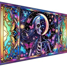 5D Large Diamond Art Painting,Skull Butterfly Diamond Art Kits for G8387