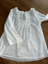 Zara Basic White Cotton Blend Blouse, Boho, Size Small, Lace details