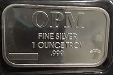 Vintage OPM 1 Troy Oz .999 Fine Silver Bar With Mushroom 74.50 per troy oz