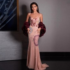 Luxury Floral Beaded Evening Dress with Burgundy Shawl Cape Elegant Party Dress
