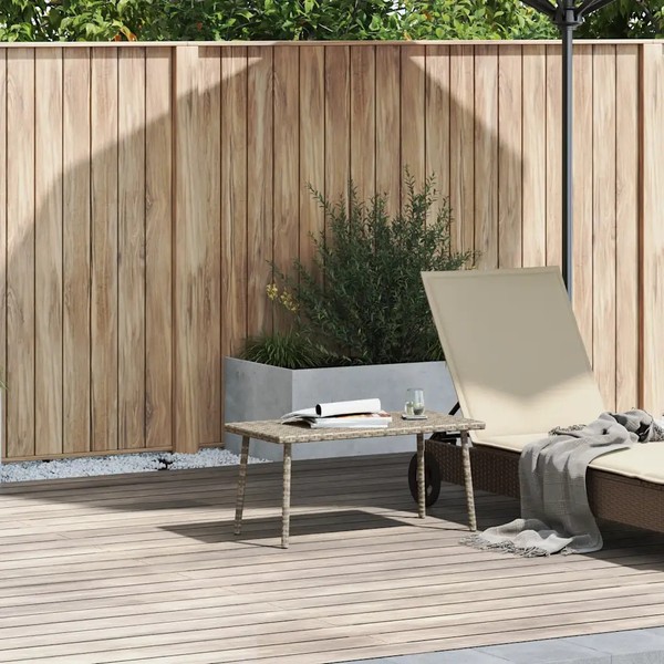Garten Couchtisch Rechteckig Poly Rattan Hellgrau 80X40X37 Cm-image
