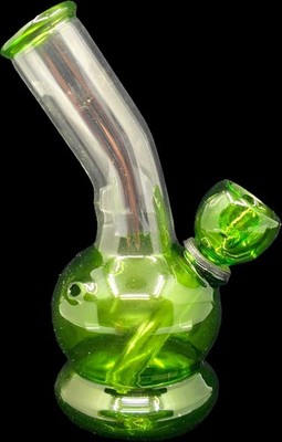 5'' GREEN CURVED NECK GLASS Tobacco Mini Hookah Water Pipe Bong WITH SCREENS!