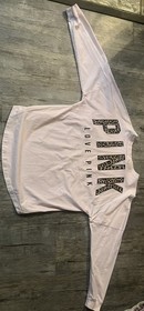 Pink Victorias Secret Shirt Women's Large Pink Leopard Logo Crewneck Jersey Baby