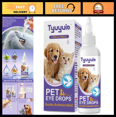 ''Pet Eye Drops for Dogs & Cats - Soothe Irritation, Dry Eyes & Tear Stains 3.38o